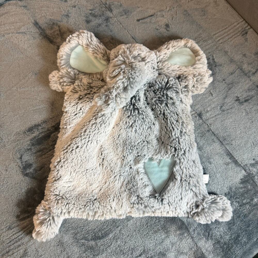 Demdaco Elephant Lovey Baby Plush Soft Gray Blue Heart Security Blanket Rattle
